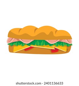 Long ham sandwich vector design on white background