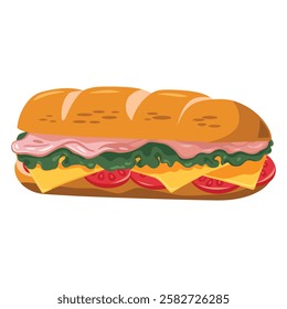 Long Ham Sandwich Vector Design