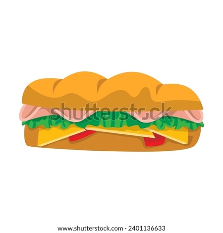 Long ham sandwich vector design on white background