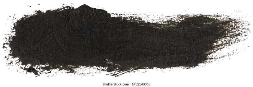 Long hand drawn isolated black ink oil paintbrush stripe with dirty black color esp 10 vector illustration.