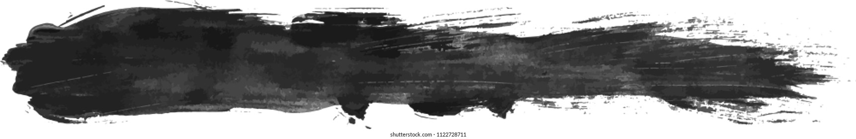 Long hand drawn isolated paintbrush stripe with dirty black color esp 10 vector illustration