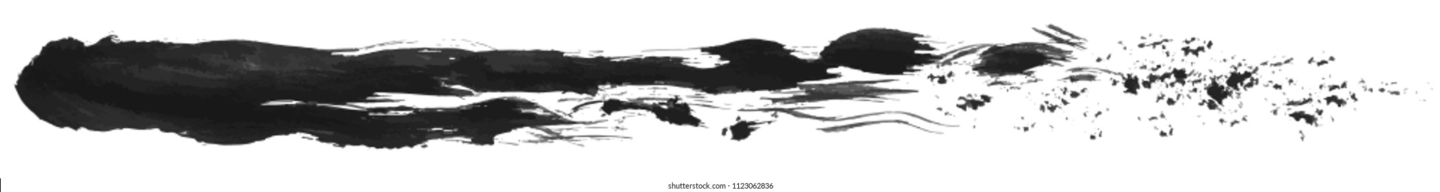 Long hand drawn isolated paintbrush stripe with dirty black color esp 10 vector illustration
