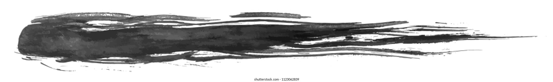 Long hand drawn isolated paintbrush stripe with dirty black color esp 10 vector illustration