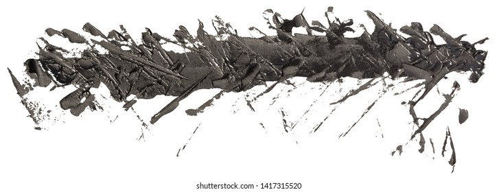 Long hand drawn isolated paintbrush stripe with dirty black color and many spikes, eps 10 vector illustration.