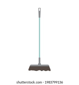 Long handle broom icon. Can be used as a symbol or sign. Cleaning service concept. Stock vector illustration isolated on white background. Flat cleaning item, handle broom, sweep floor from dirt, dust