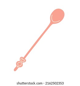 Long handle ice cream dessert coffee spoon. Vector hand drawn illustration.