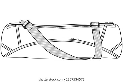 long handled shoulder snow board bag flat sketch vector illustration technical cad drawing template