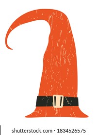 Long hat with belt, isolated icon of witch cap. Costume of sorcerer or magician on halloween party, celebration of autumn holiday. Festive 31 october, decorative outfit of enchanter, vector in flat