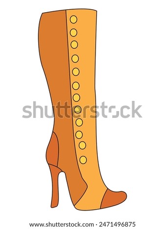 Long high heels boot isolated on white background