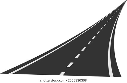 Long highway stretching into the distance, featuring dashed white lines that define the lanes, embodying the essence of journey, travel, and the allure of the open road