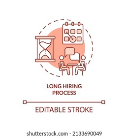 Long hiring process terracotta concept icon. Red flag in job interview abstract idea thin line illustration. Isolated outline drawing. Editable stroke. Arial, Myriad Pro-Bold fonts used