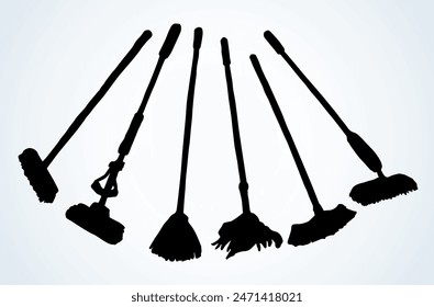 Long Home Mop. Vector drawing