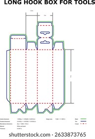 Long hook box template for tools packaging design