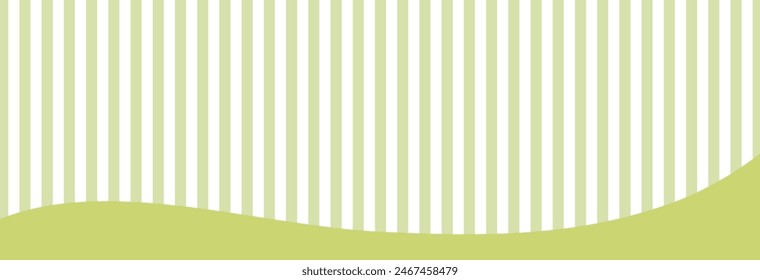Long horizontal banner frame with cute green stripes and wave shape