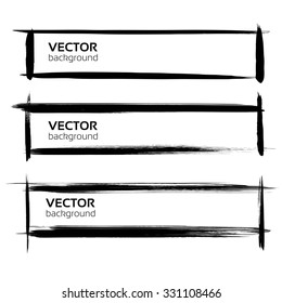 Long horizontal banners from textured strokes on white background