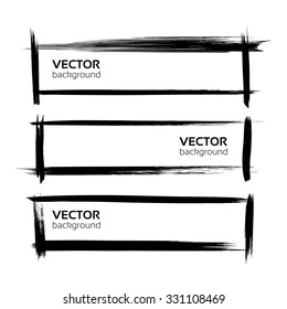 Long horizontal banners from textured strokes isolated on white background 1