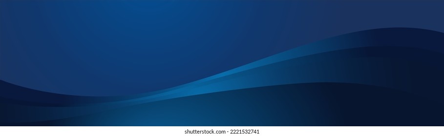 Long horizontal dark blue background, navy color cover, banner, card design gradient and light waveforms.