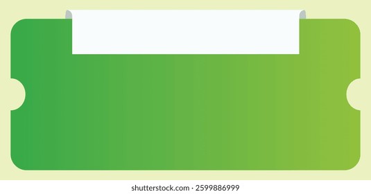 Long Horizontal Green Gradient Label with White Rectangle for Sale on Light Green Background