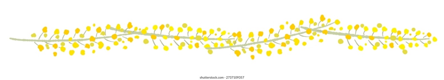 Long Horizontal Mimosa Flower Line Divider Vector Art