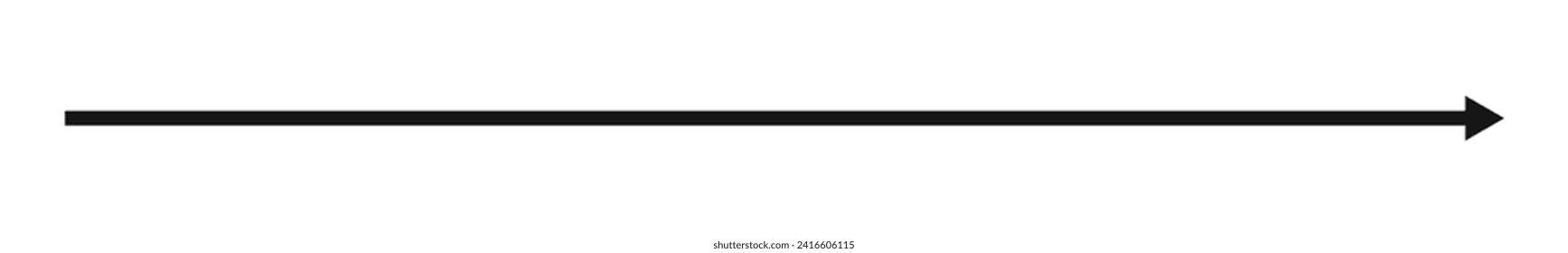 Signo de flecha recta horizontal larga. Puntero negro, dirección, transferencia, posición o símbolo de ubicación aislado en fondo blanco. Ilustración gráfica vectorial.