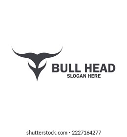 Long Horn Bull Buffalo Cow Cattle Head Toro Taurus logo design inspiration