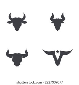 Long Horn Bull Buffalo Cow Cattle Head Toro Taurus logo design inspiration