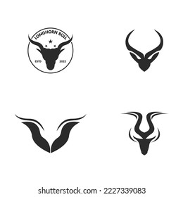 Long Horn Bull Buffalo Cow Cattle Head Toro Taurus logo design inspiration