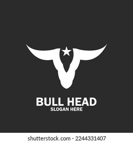 Long Horn Bull Buffalo Cow Cattle Head Toro Taurus logo design inspiration