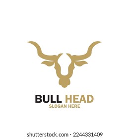 Long Horn Bull Buffalo Cow Cattle Head Toro Taurus logo design inspiration