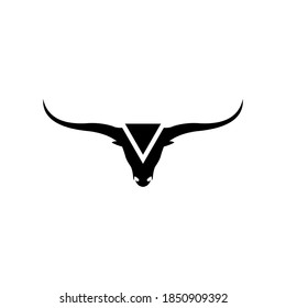 Long Horn Bull Cow Cattle Head Toro And Triangle for Taurus logo design inspiration