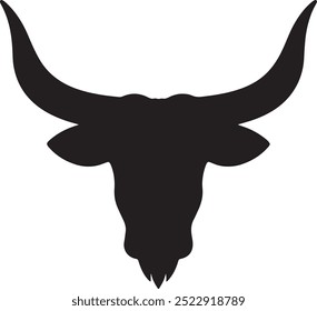 long horn bull head icon silhouette vector art illustration