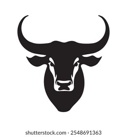 Long horn bull head vector illustration.