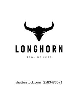 long horn logo illustration design symbol of valor horn with black silhouette icon template