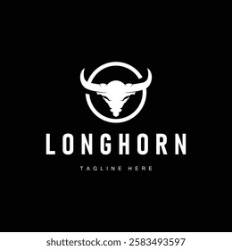 long horn logo illustration design symbol of valor horn with black silhouette icon template