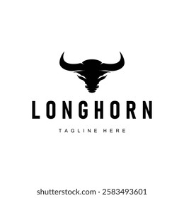 long horn logo illustration design symbol of valor horn with black silhouette icon template