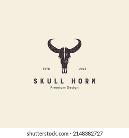 long horn skull with hipster  logo design vector icon illustration