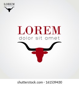 Long Horn Steer Vector Icon