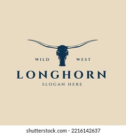 Long Horn Vintage Logo Vector Illustration Design