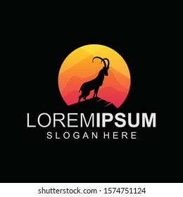 Long horned mountain animal icon