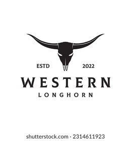 Long horns logo texas ranch wild west animal retro vintage.Logo for cowboy , cattle , badge , restaurant.