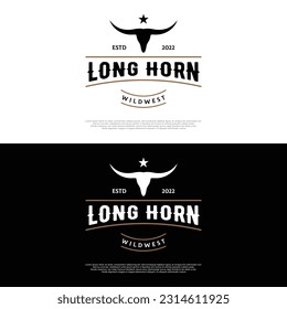 Long horns logo texas ranch wild west animal retro vintage.Logo for cowboy , cattle , badge , restaurant.