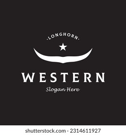 Long horns logo texas ranch wild west animal retro vintage.Logo for cowboy , cattle , badge , restaurant.