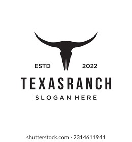Long horns logo texas ranch wild west animal retro vintage.Logo for cowboy , cattle , badge , restaurant.