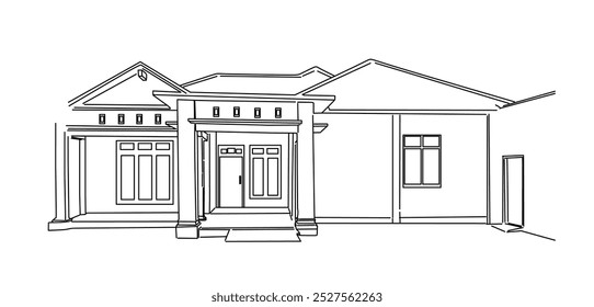 Long house vector outline design eps