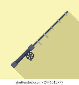 Long ice fishing rod icon flat vector. Nature festival. Leisure outdoor activity