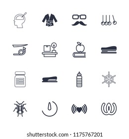 Long icon. collection of 16 long filled and outline icons such as heart, stapler, kimono, ant, straight hair, apple on book, omega. editable long icons for web and mobile.