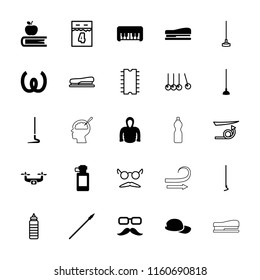 Long icon. collection of 25 long filled and outline icons such as piano toy, hoodie, hoe, spear, straight hair, mustache and glasses. editable long icons for web and mobile.