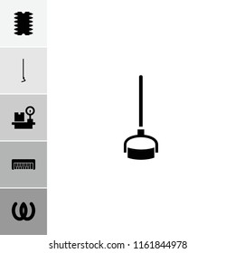 Long icon. collection of 6 long filled icons such as omega, hoe, luggage weight, cpu. editable long icons for web and mobile.