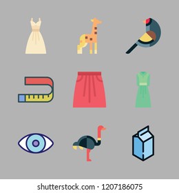 long icon set. vector set about skirt, milky, ostrich and bird icons set.