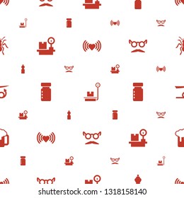 long icons pattern seamless white background. Included editable filled heart, luggage weight, fitness bottle, bottle for fitness, mustache and glasses icons. long icons for web and mobile.